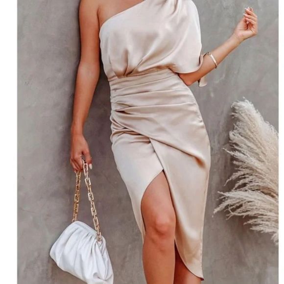 Cupshe Dresses Nwt Cupshe Satin One Shoulder Dress Poshmark